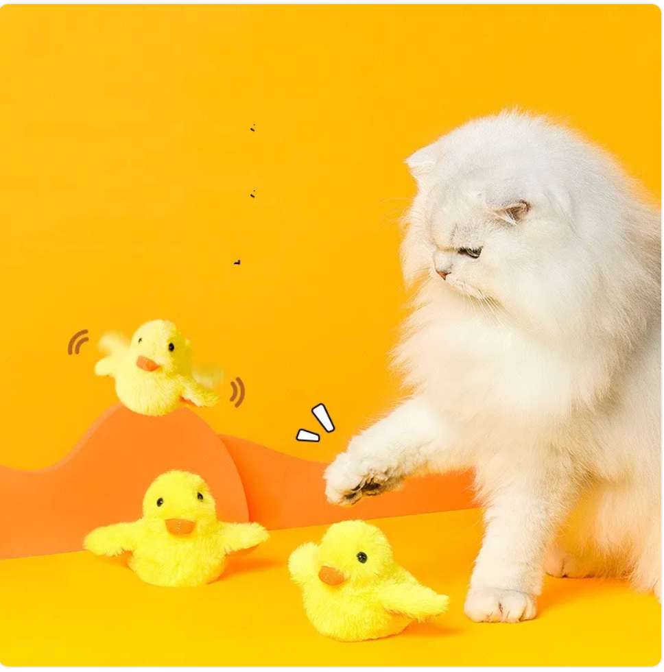 Wobble Duck Interactive Cat Toy — Vibrating, Chirping & Catnip Included